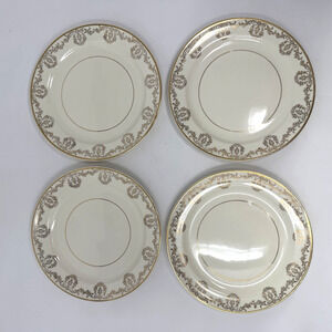 Vintage Taylor Smith Taylor Gold Scroll Saucers 7.25” Set of 4 Please Read